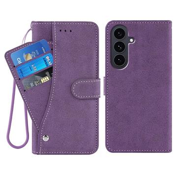 Samsung Galaxy S26+ Elegante Funda Retro para Cartera con Tarjetero Giratorio - Morado