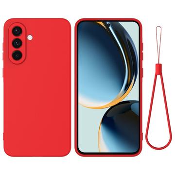 Samsung Galaxy S26+ Funda de silicona líquida con correa de mano - Rojo