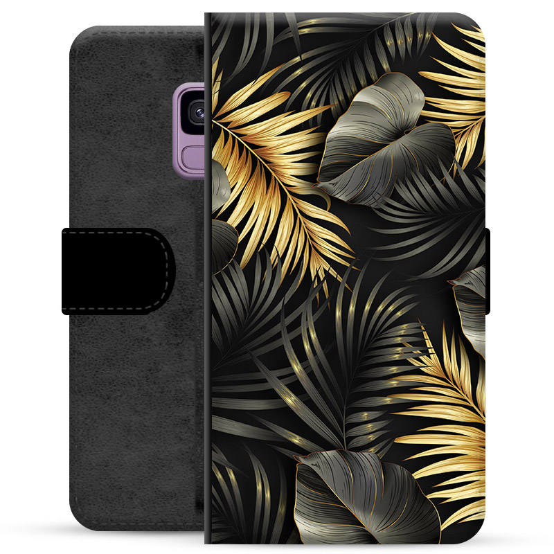 Funda Cartera Premium para Samsung Galaxy S9 - Hojas Doradas