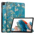 Funda Inteligente de Tres Pliegues para Samsung Galaxy Tab A9 - Flores Blancas