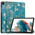 Funda Inteligente de Tres Pliegues para Samsung Galaxy Tab A9+ - Flores Blancas