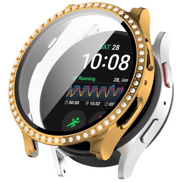 Carcasa Decorativa con Diamantes con Protector de Pantalla para Samsung Galaxy Watch7 - 40mm - Dorado