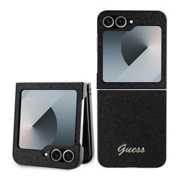 Carcasa Híbrida Guess Glitter Flakes Metal Logo para Samsung Galaxy Z Flip6 - Negro