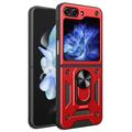 Carcasa Híbrida con Anillo Soporte para Samsung Galaxy Z Flip6 - Rojo