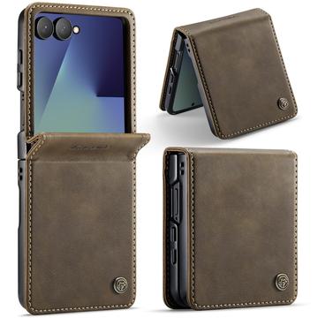 Funda Billetera con Textura de Becerro con Bloqueo RFID Samsung Galaxy Z Flip7 Cartera 033 - Café