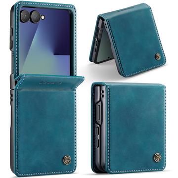 Funda Billetera con Textura de Becerro con Bloqueo RFID Samsung Galaxy Z Flip7 Cartera 033 - Verde