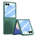 Funda de plástico Samsung Galaxy Z Flip7 con protector de pantalla exterior de cristal templado - Verde oscuro