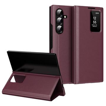 Funda Samsung Galaxy Z Fold7 Smart Clear View Flip con ranura para tarjetas - Rojo vino