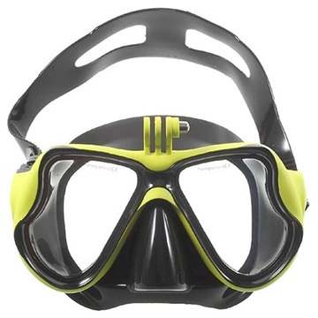 Scuba Diving Mask with Universal Action Camera Mount - Yellow / Black