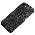 Carcasa Recubierta de Cuero Luxury Crocodile para iPhone 14 Plus - Negro