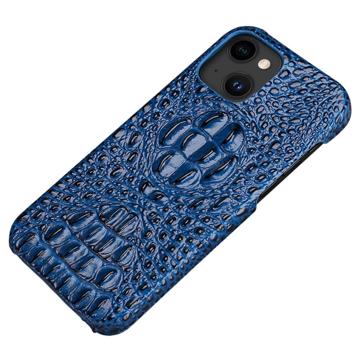 Carcasa Recubierta de Cuero Luxury Crocodile para iPhone 14 Plus - Azul