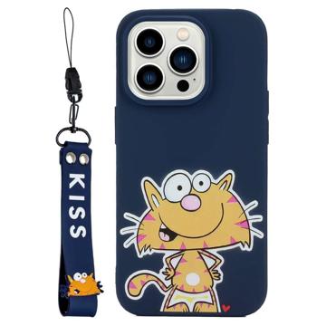 Carcasa de TPU con Correa Serie Kiss para iPhone 14 Pro - Gato