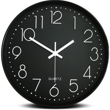 Reloj de Pared Silencioso con Números - 30cm - Negro / Blanco