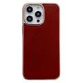 Carcasa Recubierta de Cuero para iPhone 14 Pro Max - Serie Silky - Café