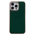 Carcasa Recubierta de Cuero para iPhone 14 Pro Max - Serie Silky - Verde