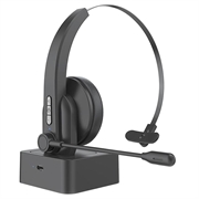 Single Ear Bluetooth Headset with Microphone and Charging Base OY631 - Black