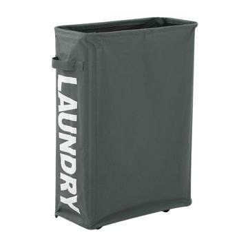 Cesto Oxford Plegable Delgado con Ruedas y Tapa de Malla con Cordón - Gris