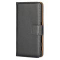 Funda de Cuero Delgada para Sony Xperia X Compact - Estilo Cartera - Negro