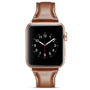 Apple Watch Series 5/4/3/2/1 Slim Leather Strap - 40mm, 38mm - Coffee