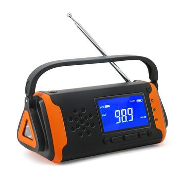 Radio solar de emergencia con linterna - Negro / Naranja