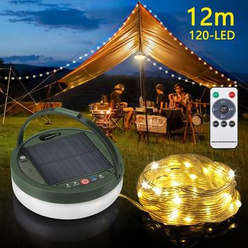 Luces LED en cadena alimentadas por energía solar - 12m - Blanco cálido