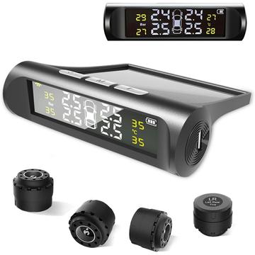 Sistema inalámbrico de control de presión de neumáticos alimentado por energía solar con pantalla LCD y 4 sensores externos