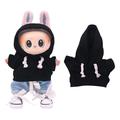 Sudadera con capucha de color sólido para minifigura Labubu de 17cm - Negro