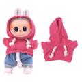 Sudadera con capucha de color sólido para minifigura Labubu de 17cm - Rosa Fuerte