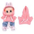 Sudadera con capucha de color sólido para minifigura Labubu de 17cm - Rosa