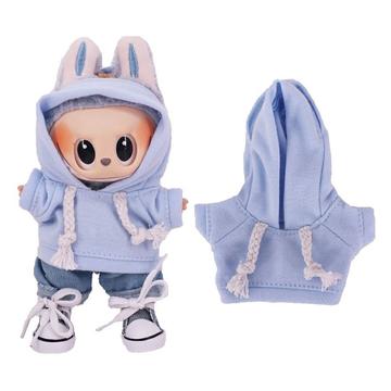 Sudadera con capucha de color sólido para minifigura Labubu de 17cm - Morado