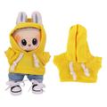 Sudadera con capucha de color sólido para minifigura Labubu de 17cm - Amarillo
