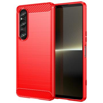 Carcasa de TPU Brushed para Sony Xperia 1 VI - Fibra de Carbono - Rojo