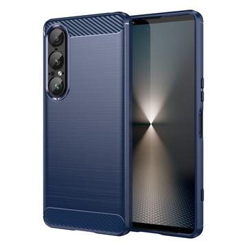 Carcasa de TPU Brushed para Sony Xperia 1 VII - Fibra de Carbono - Negro - Azul