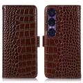 Funda Crocodile con RFID para Sony Xperia 1 VII - Estilo Cartera