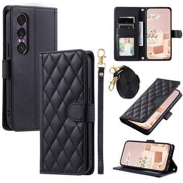 Funda acolchada de lujo para Sony Xperia 1 VII - Estilo Cartera - Negro