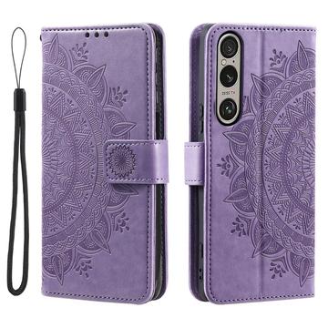 Funda Mandala Series para Sony Xperia 1 VII - Estilo Cartera - Púrpura