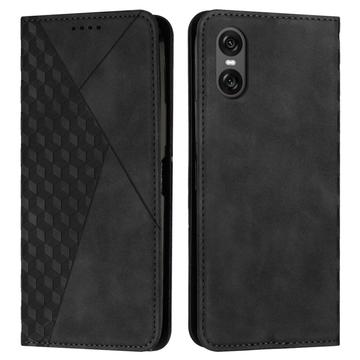 Funda de cartera con diseño de rombos y cierre magnético para Sony Xperia 10 VI