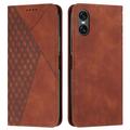 Funda de cartera con diseño de rombos y cierre magnético para Sony Xperia 10 VI - Marrón