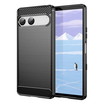 Carcasa de TPU Brushed para Sony Xperia 10 VII - Fibra de Carbono - Negro
