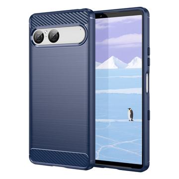 Carcasa de TPU Brushed para Sony Xperia 10 VII - Fibra de Carbono - Negro - Azul