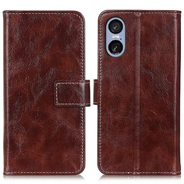 Funda de cartera con cierre magnético para Sony Xperia 5 VI - Marrón