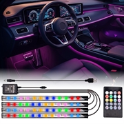Tira de luz LED de neón para el interior del coche activada por sonido - 4 uds., 36 LED