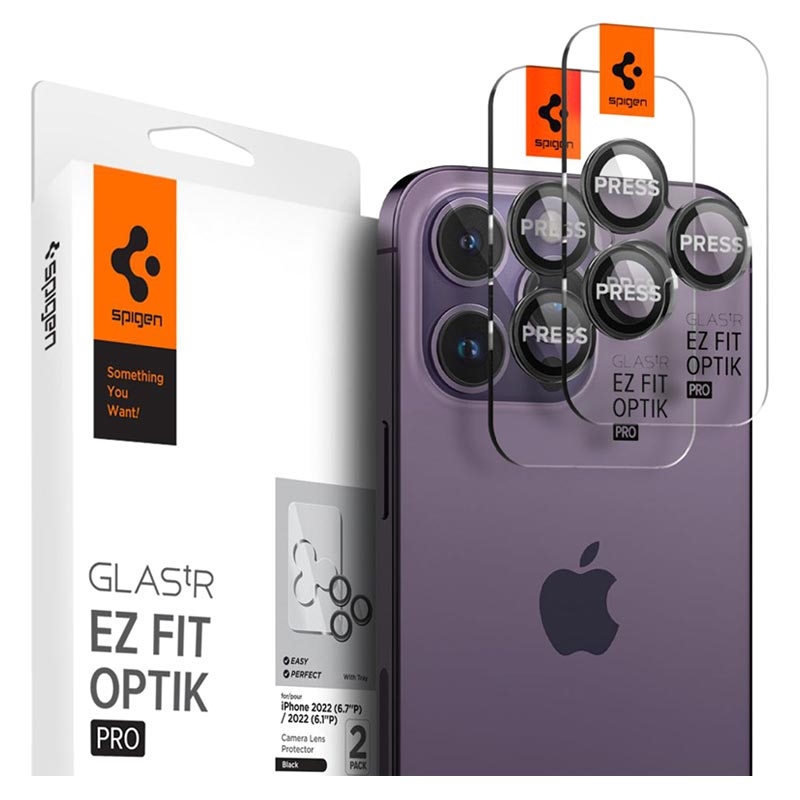 Spigen Glas.tR Ez Fit Optik Pro Protector para Lente de Cámara iPhone 14 Pro /14 Pro Max/15 Pro/15 Pro Max