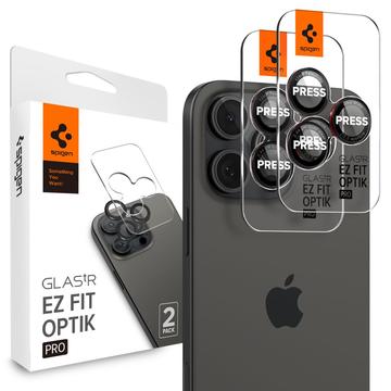 Spigen Glas.tR Ez Fit Optik Pro Protector para Lente de Cámara iPhone 16 Pro/16 Pro Max - Negro / Rojo