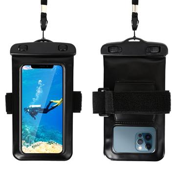 Funda deportiva impermeable con brazalete y correa - 6.5" - Negro