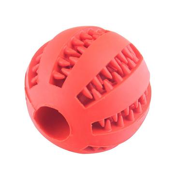 Pelota masticable chirriante para perros con dispensador de comida - S - Rojo