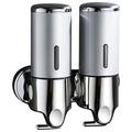 Dispensador de champú/jabón de doble cabezal de acero inoxidable - 2x500ml - Plata