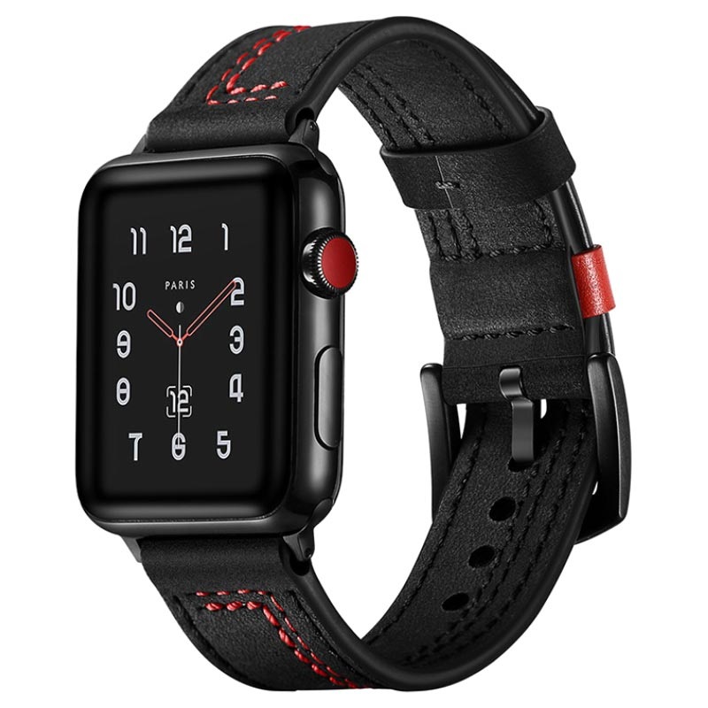 Correa de Cuero Stitched para Apple Watch Series 7/SE/6/5/4/3/2/1 - 45mm/ 44mm/42mm