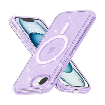 Funda Híbrida Stylish Glitter Series para iPhone 16e - Compatible con MagSafe - Púrpura
