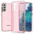Funda Híbrida Stylish Glitter Series para Samsung Galaxy S21 5G - Rosa